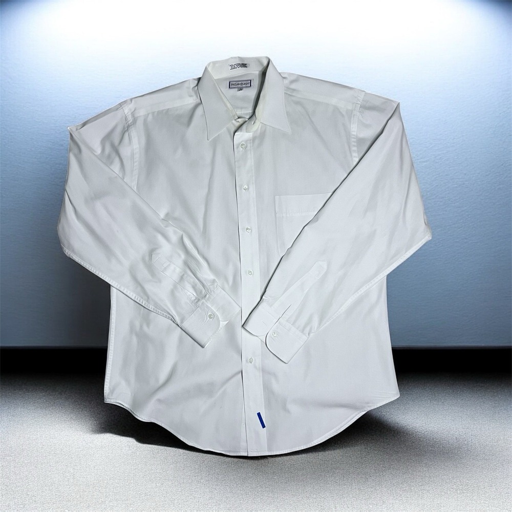 YSL Men's White Long Sleeve Dress Shirt Size 16 (34‑36) – Pre‑Owned Good